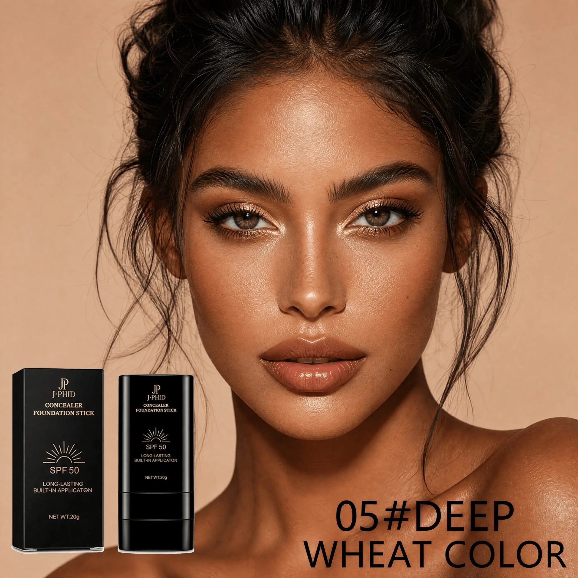 J-PHD® 3-in-1 Full Coverage Foundation Stick – SPF 50 & Built-In Brush