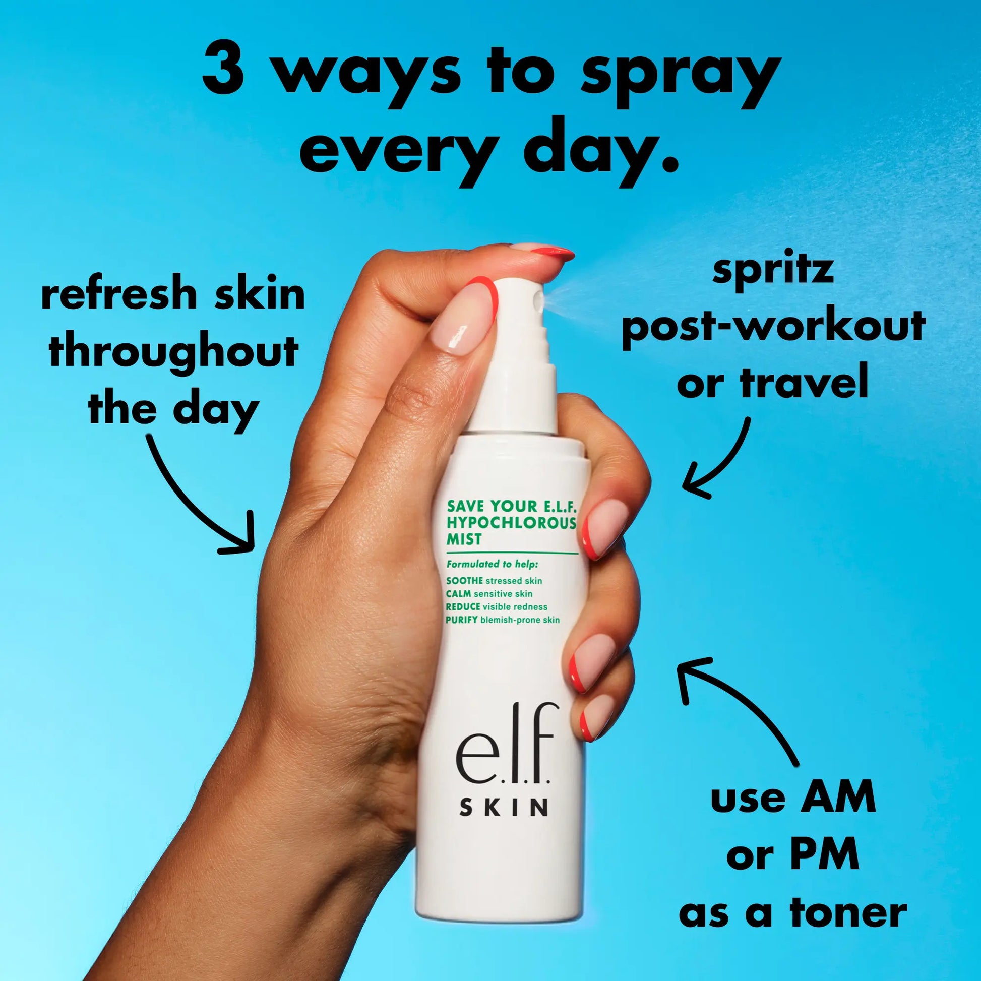 e.l.f.® Soothing Hypochlorous Acid Facial Mist – Purifying & Anti-Redness Spray